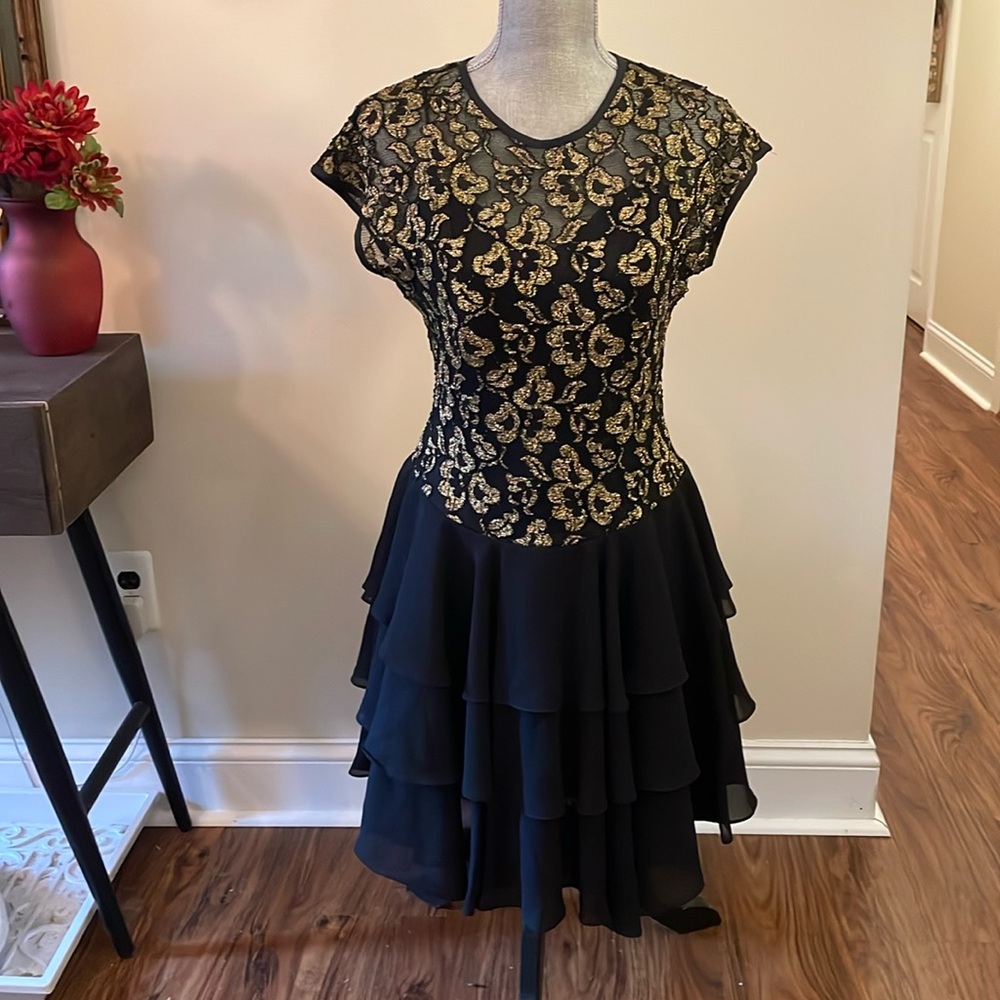 Beautiful Cocktail Dress with Gold Pattern. Late Edition Ltd